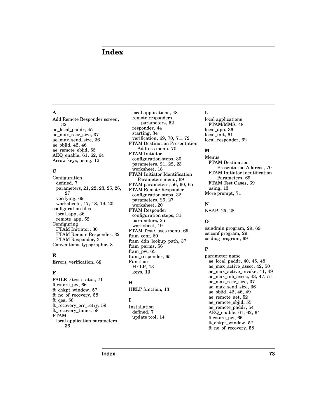 HP UX 11i v2 Networking Software manual Index, Ftam 