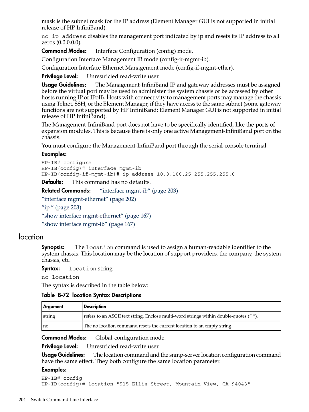 HP UX 11i v2 Networking Software manual Table B-72 Location Syntax Descriptions 