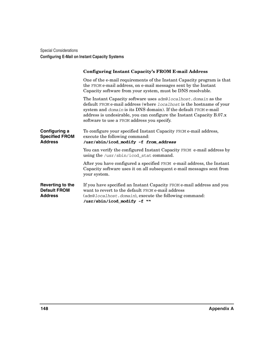 HP UX 11i v2 manual Configuring a, Specified from, Address, Reverting to, Default from, 148 