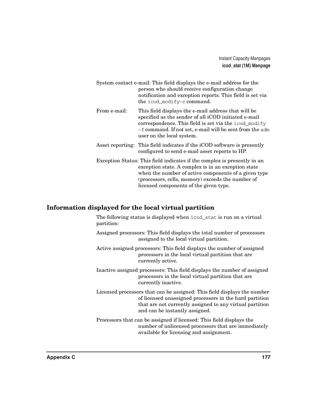 HP UX 11i v2 manual Information displayed for the local virtual partition 