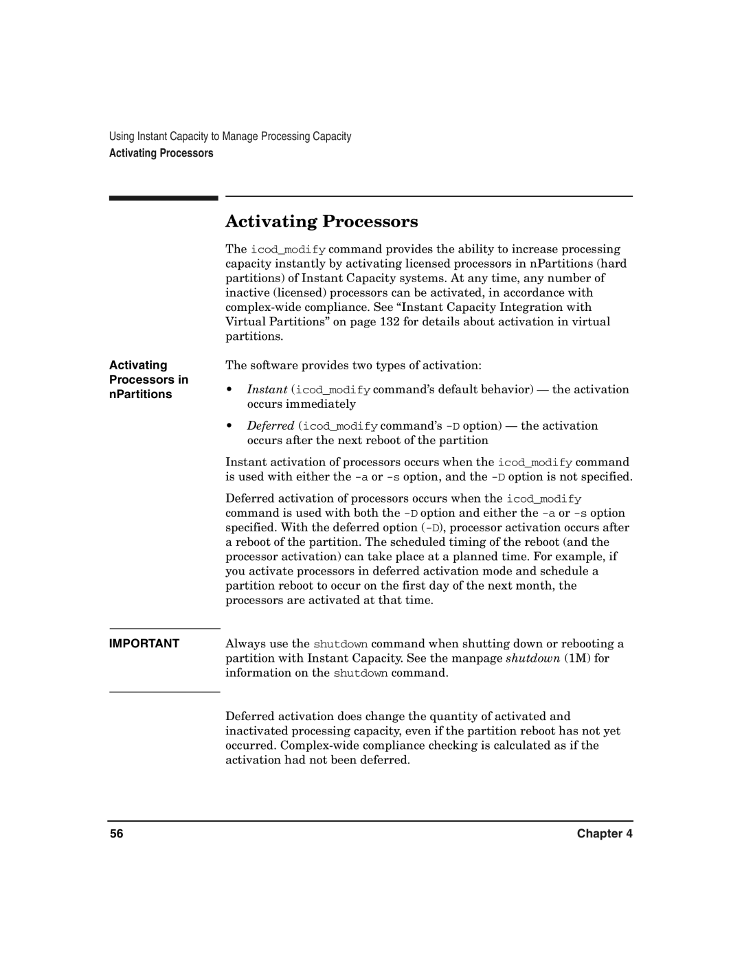 HP UX 11i v2 manual Activating Processors in nPartitions 