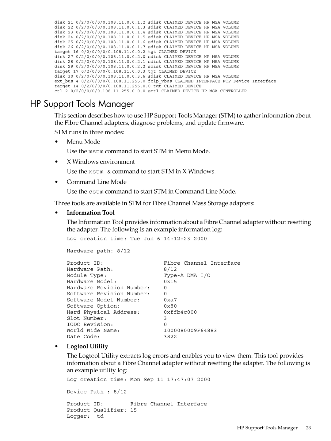 HP UX 11i v3 manual HP Support Tools Manager, Device HP MSA Volume 