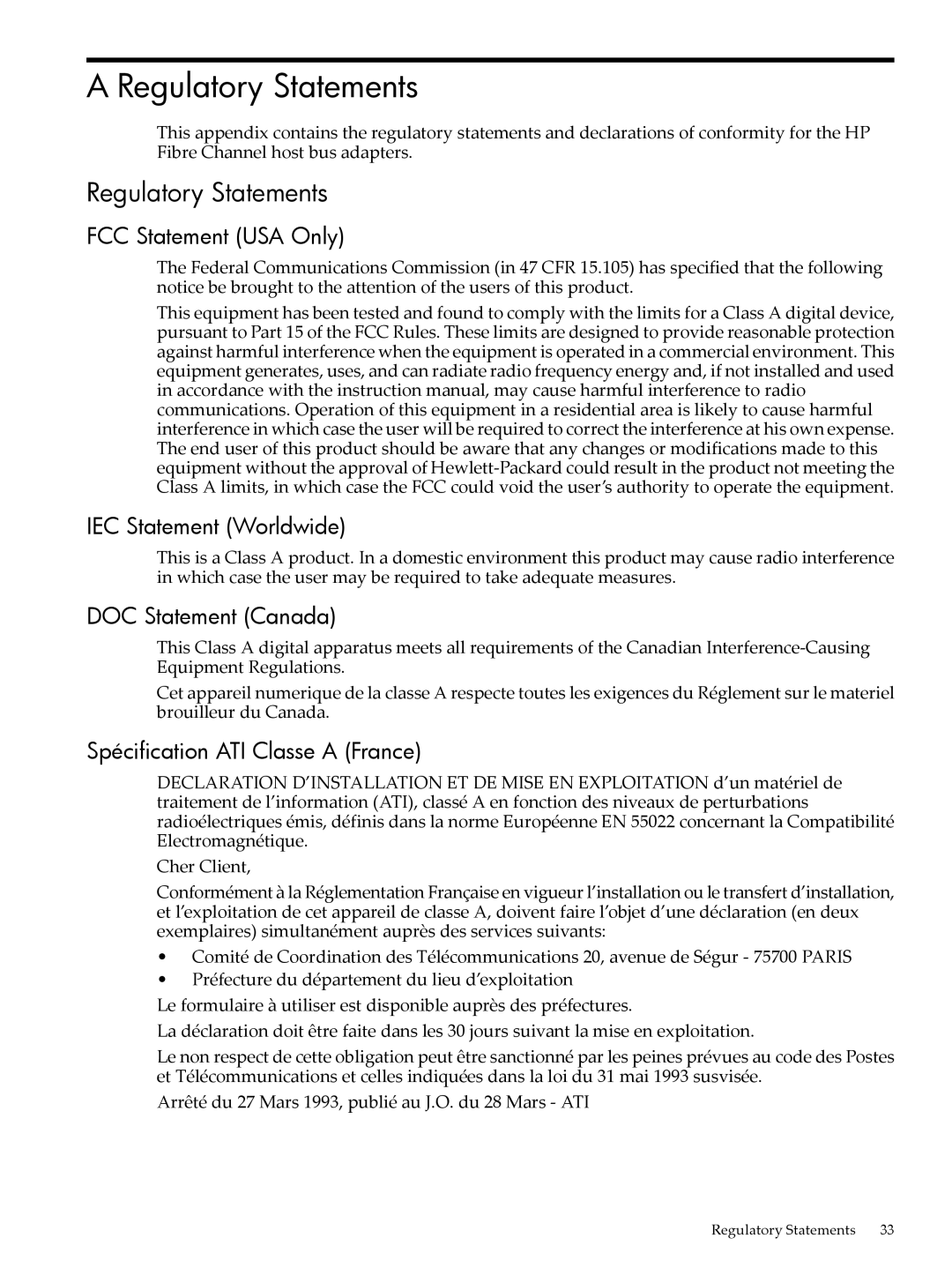 HP UX 11i v3 manual Regulatory Statements 