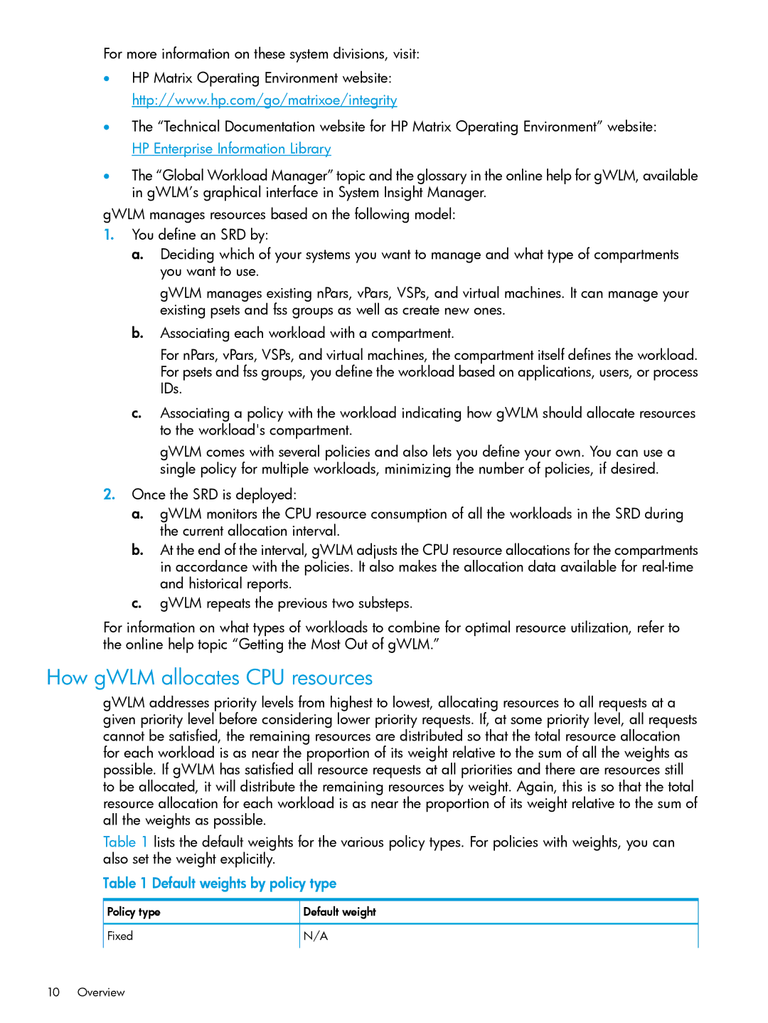 HP UX 11i Workload Management (gWLM/WLM) Software manual How gWLM allocates CPU resources 