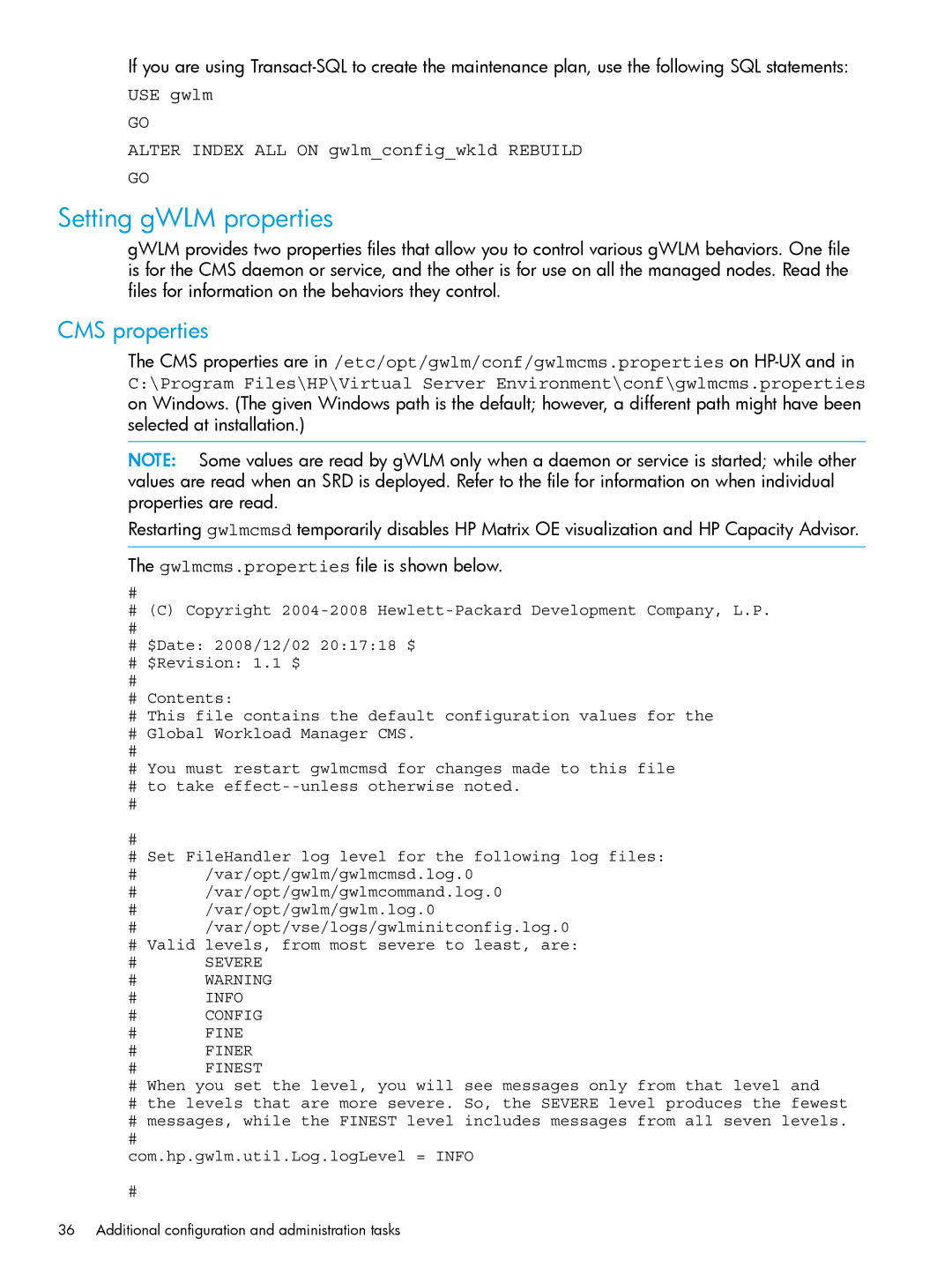 HP UX 11i Workload Management (gWLM/WLM) Software manual Setting gWLM properties, CMS properties 