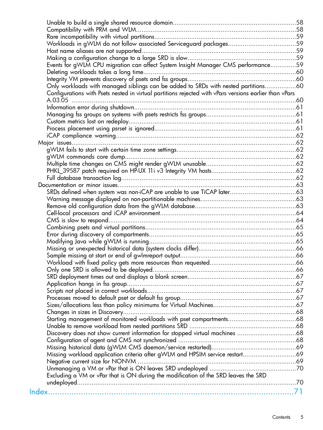 HP UX 11i Workload Management (gWLM/WLM) Software manual Index 