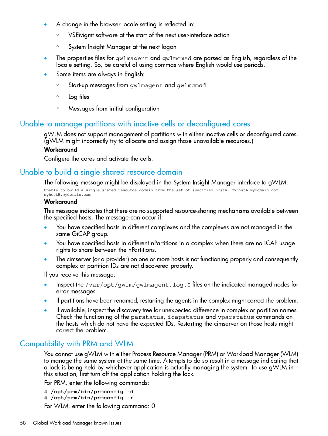 HP UX 11i Workload Management (gWLM/WLM) Software manual Unable to build a single shared resource domain 