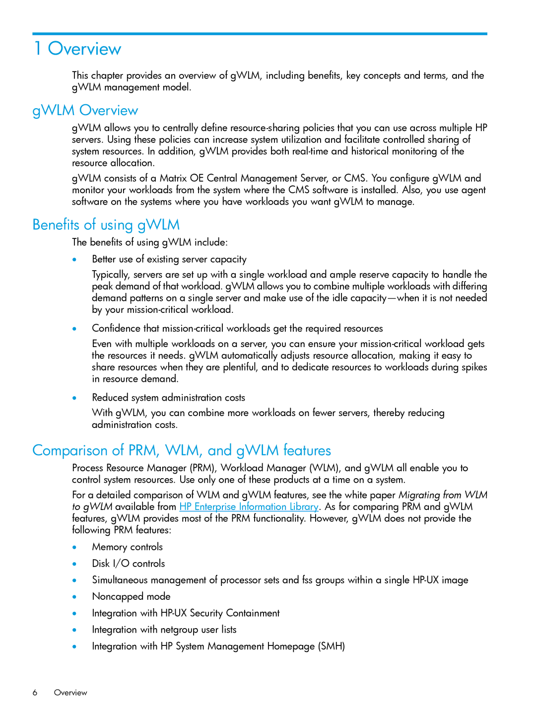 HP UX 11i Workload Management (gWLM/WLM) Software manual GWLM Overview, Benefits of using gWLM 