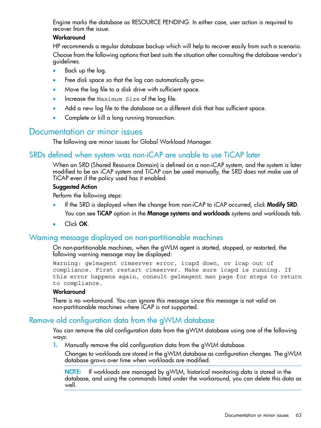 HP UX 11i Workload Management (gWLM/WLM) Software manual Documentation or minor issues 