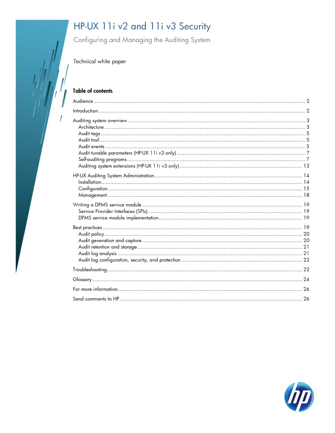 HP UX Auditing System Extensions manual HP-UX 11i v2 and 11i v3 Security, Configuring and Managing the Auditing System 