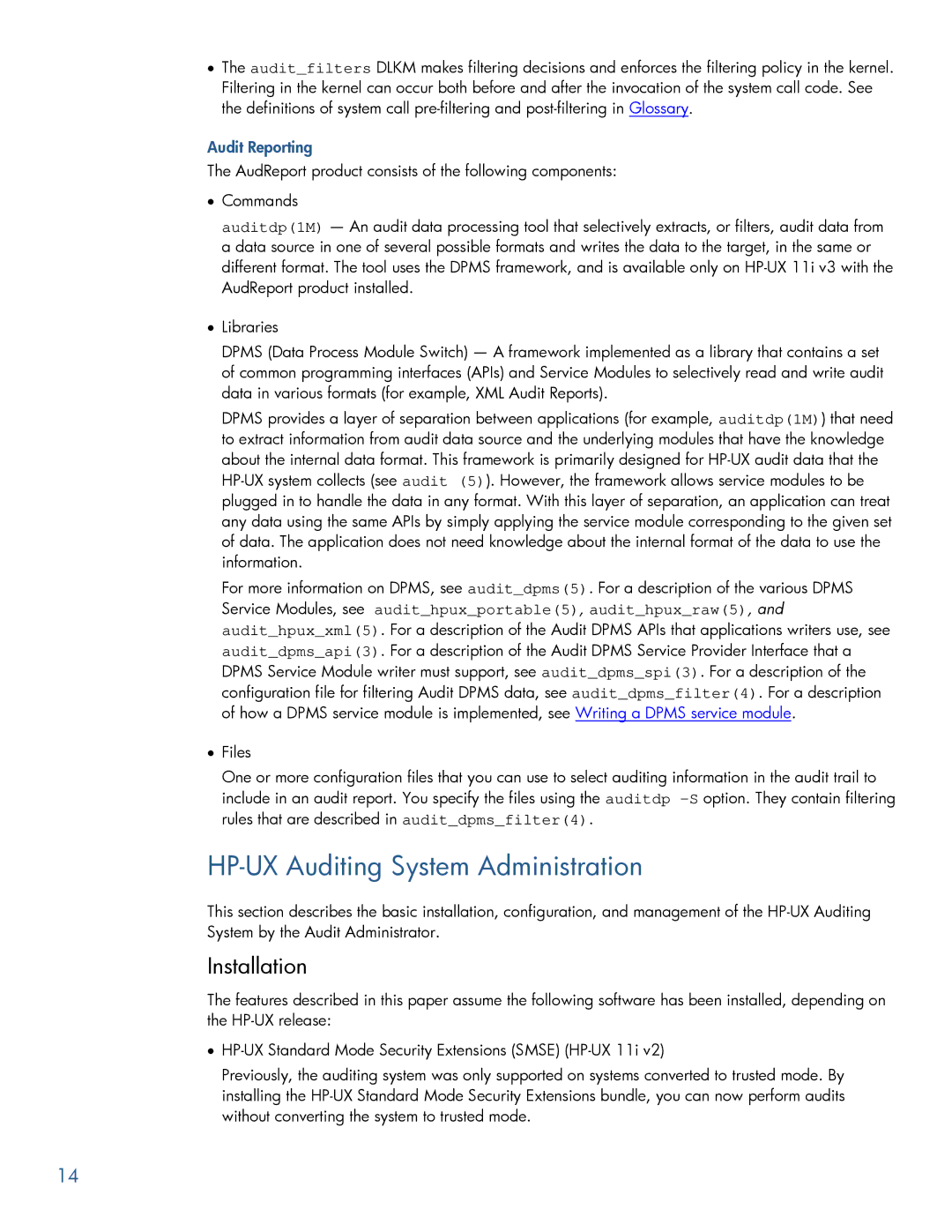 HP UX Auditing System Extensions manual HP-UX Auditing System Administration, Installation, Audit Reporting 