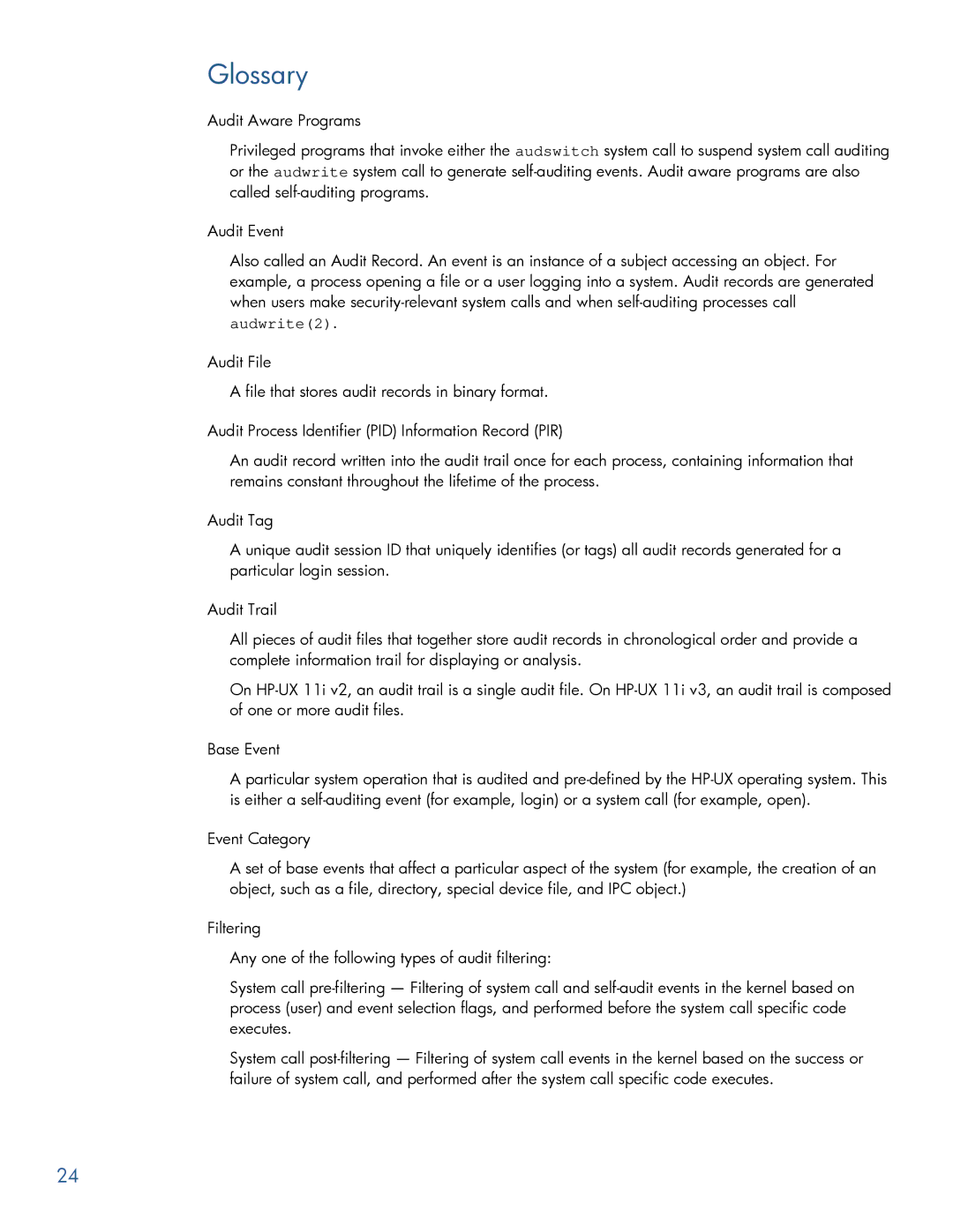 HP UX Auditing System Extensions manual Glossary, Audwrite2 