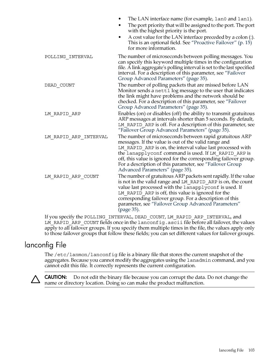 HP UX Auto Port Aggregation (APA) Software manual Lanconfig File 