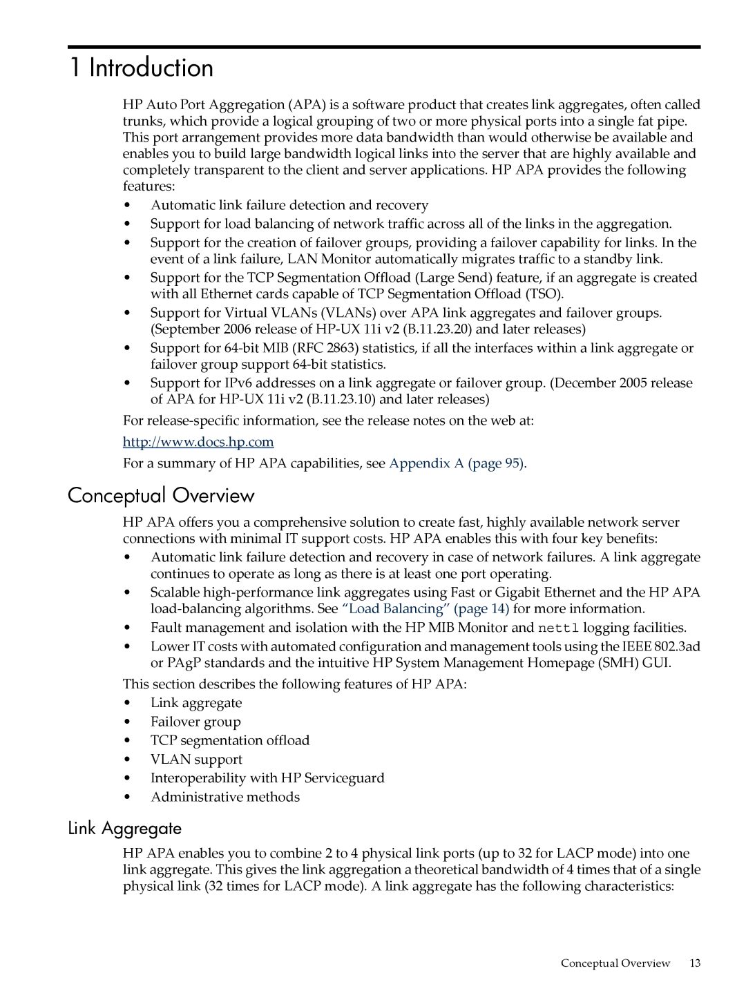 HP UX Auto Port Aggregation (APA) Software manual Introduction, Conceptual Overview, Link Aggregate 
