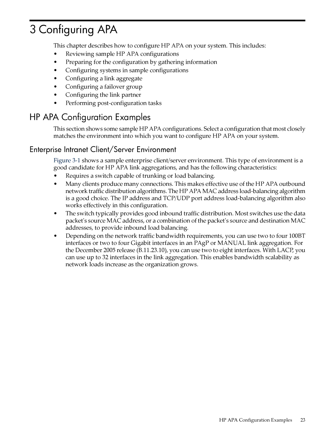 HP UX Auto Port Aggregation (APA) Software manual Configuring APA, HP APA Configuration Examples 