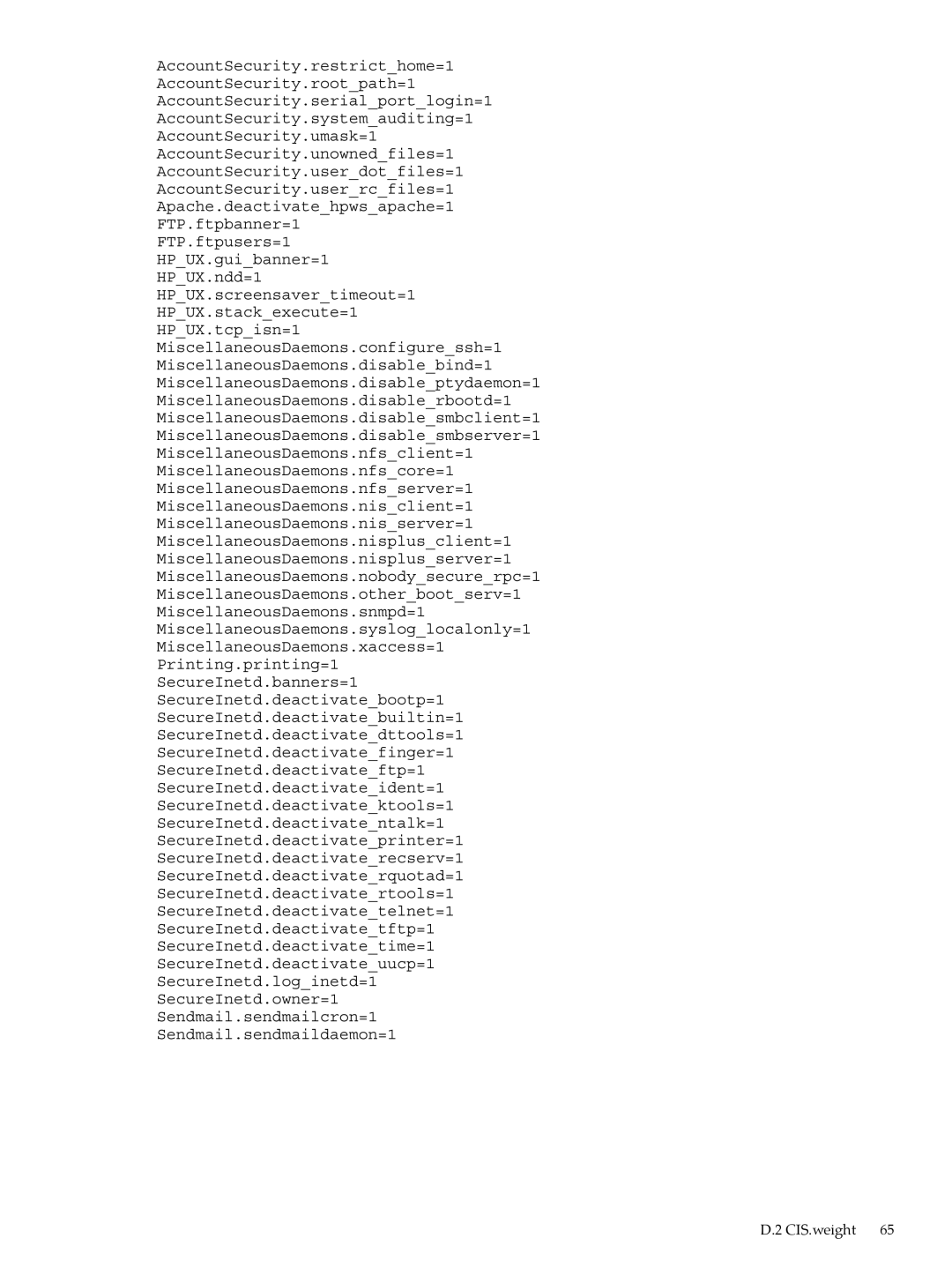 HP UX Bastille Software manual CIS.weight 