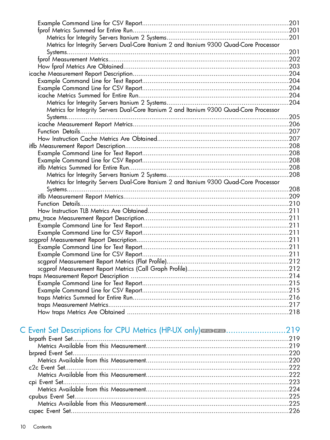 HP UX Caliper Software manual Event Set Descriptions for CPU Metrics HP-UX only 219 