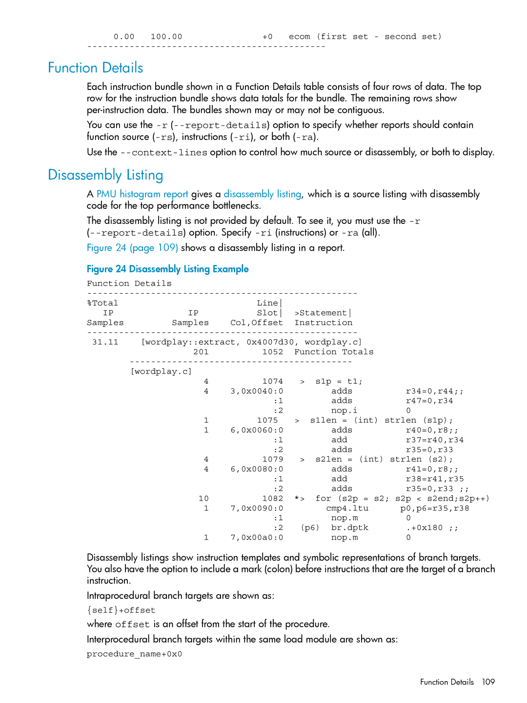 HP UX Caliper Software manual Function Details, Disassembly Listing 