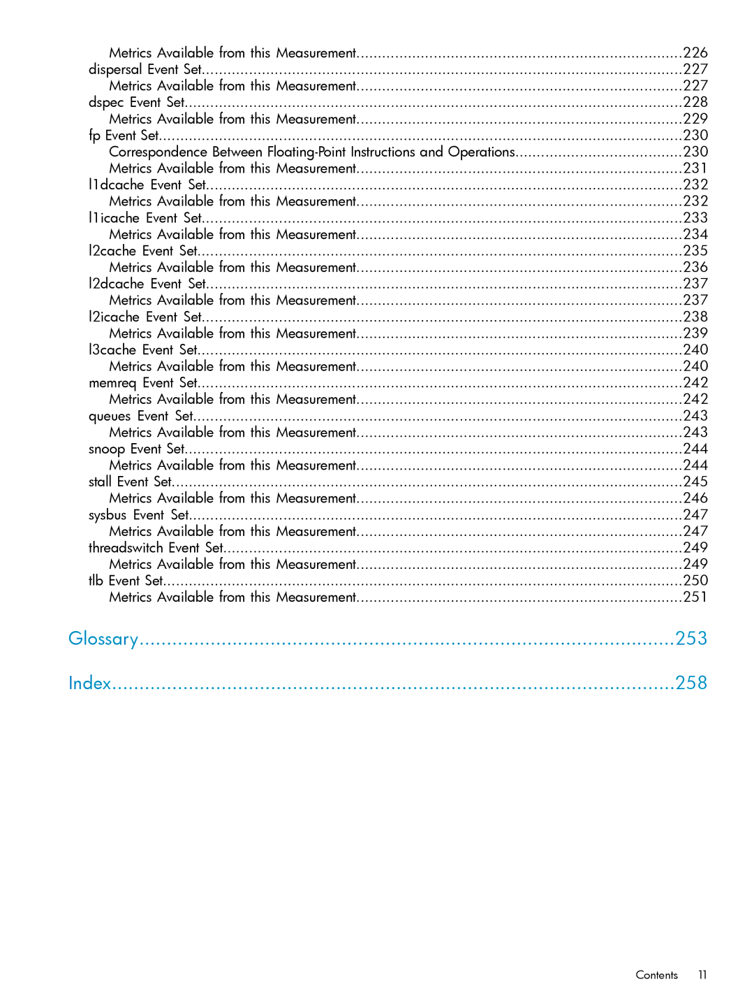 HP UX Caliper Software manual Glossary 253 Index 258 