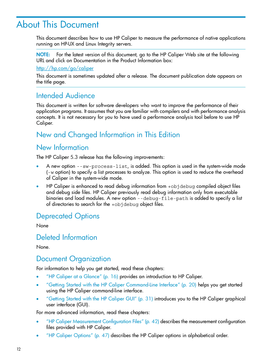 HP UX Caliper Software manual About This Document 