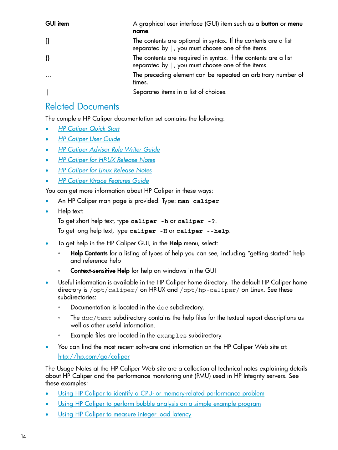 HP UX Caliper Software manual Related Documents 