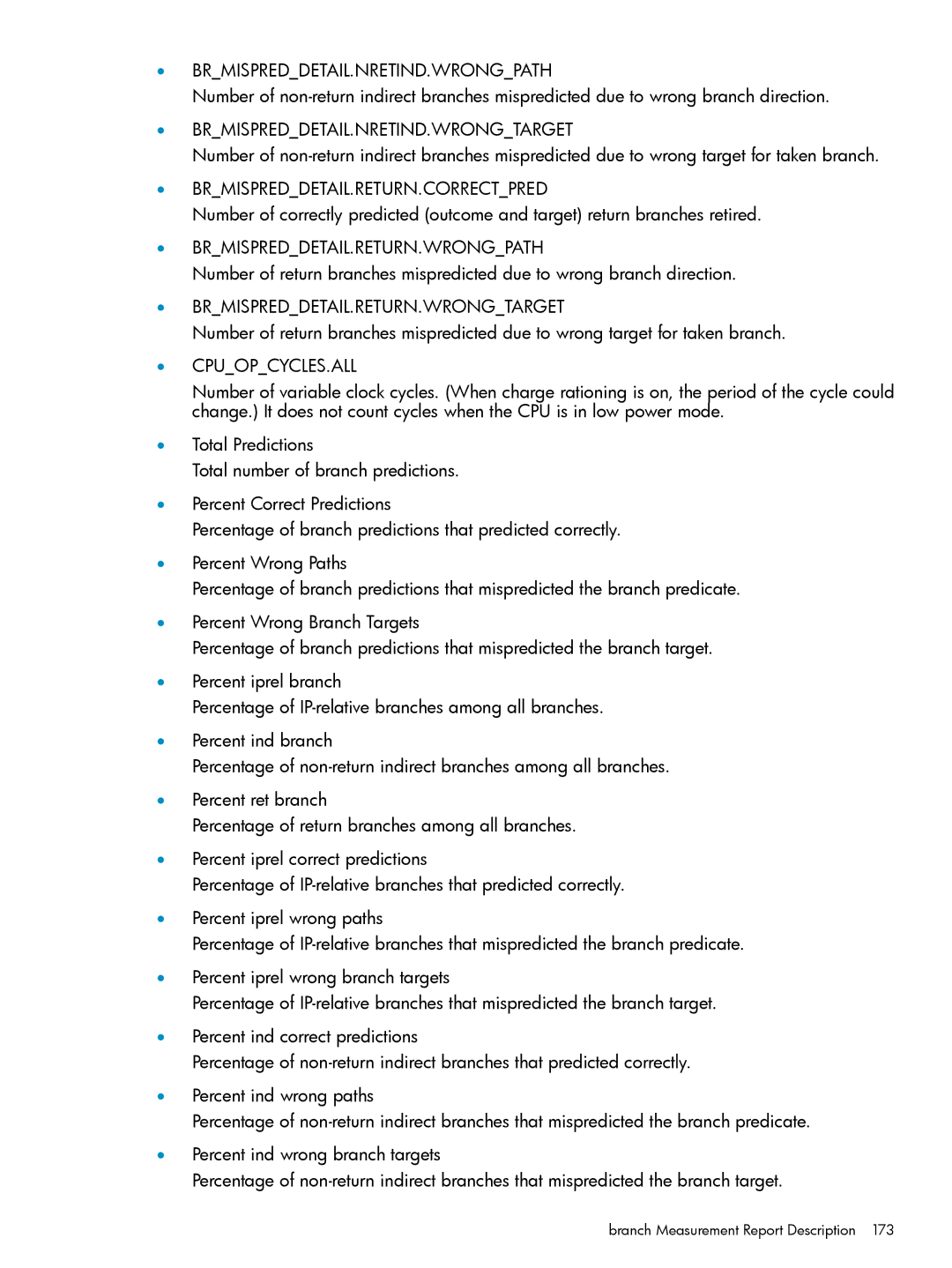 HP UX Caliper Software manual Brmispreddetail.Nretind.Wrongpath, Brmispreddetail.Nretind.Wrongtarget 