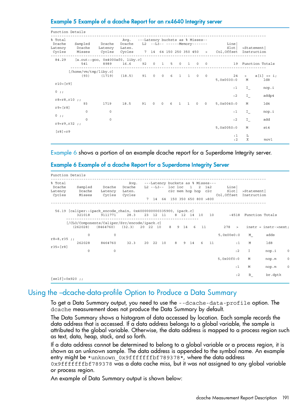 HP UX Caliper Software manual Dcache Measurement Report Description 