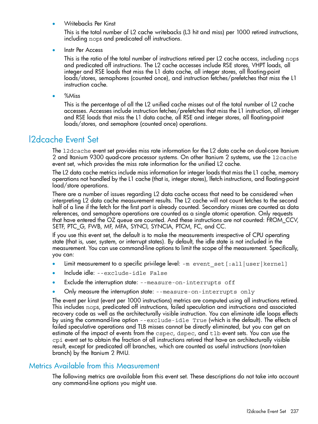 HP UX Caliper Software manual L2dcache Event Set 