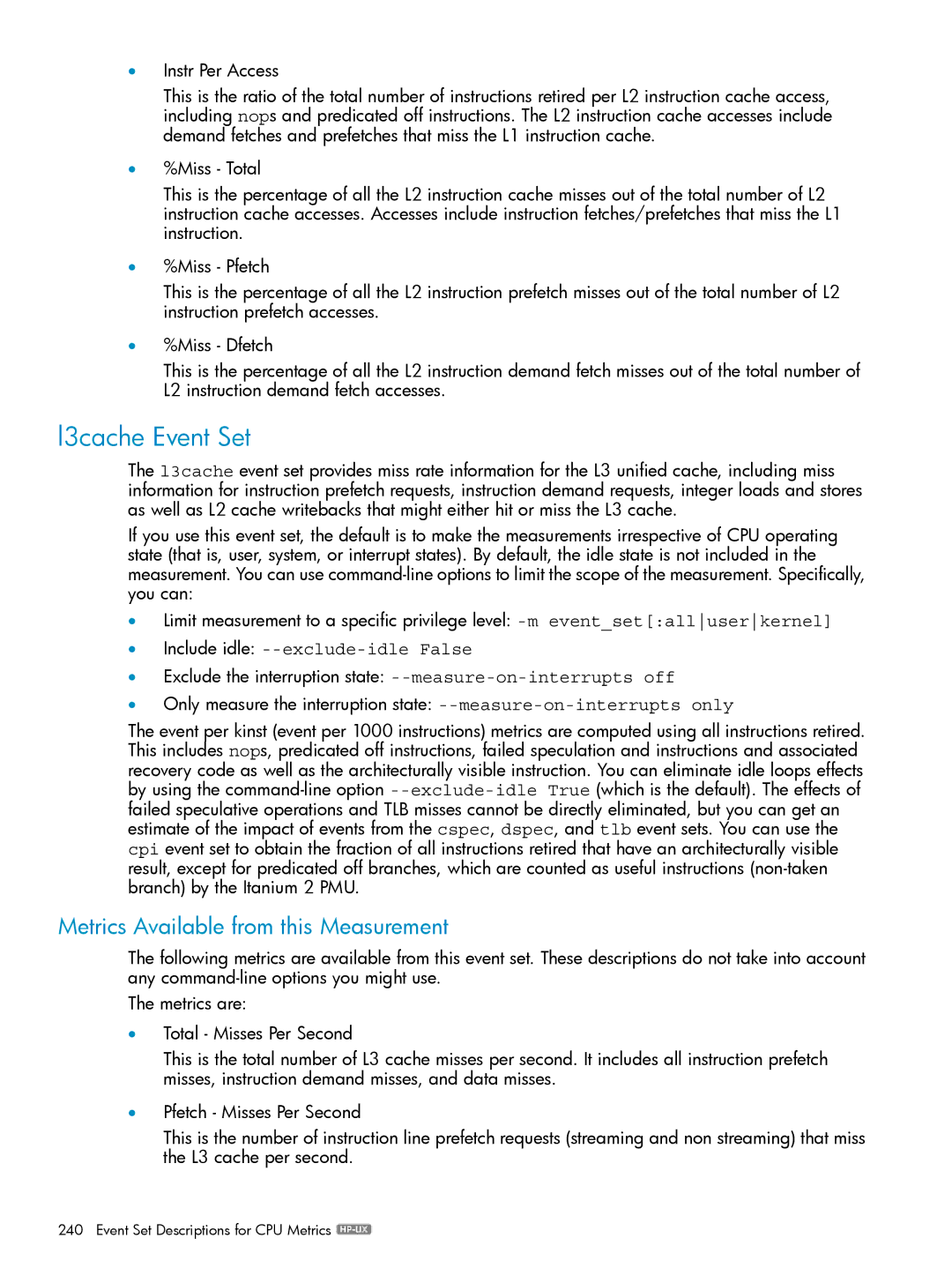 HP UX Caliper Software manual L3cache Event Set 