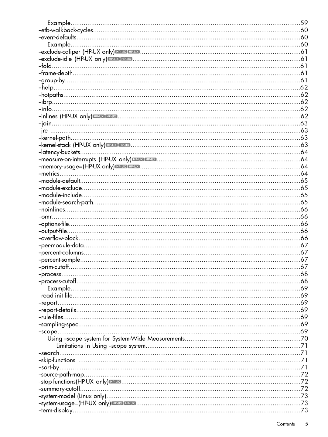 HP UX Caliper Software manual Contents 