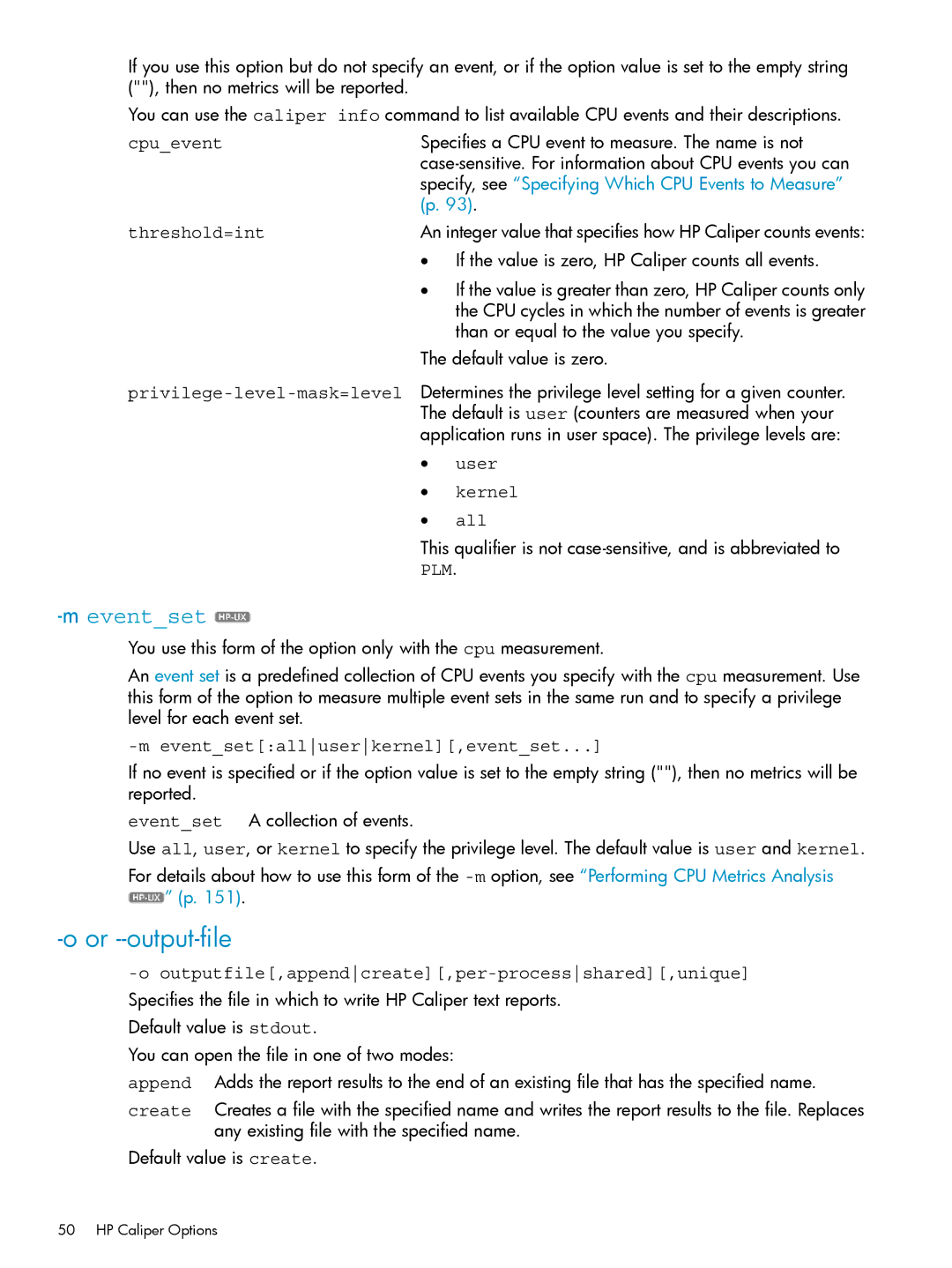 HP UX Caliper Software manual Or --output-file, Cpuevent 