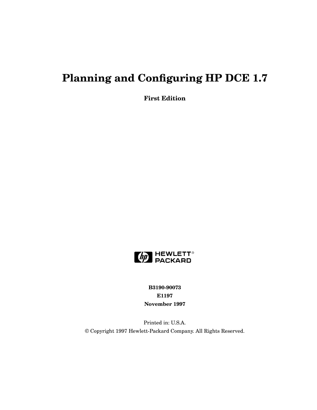 HP UX DCE Software manual First Edition, B3190-90073 E1197 November 