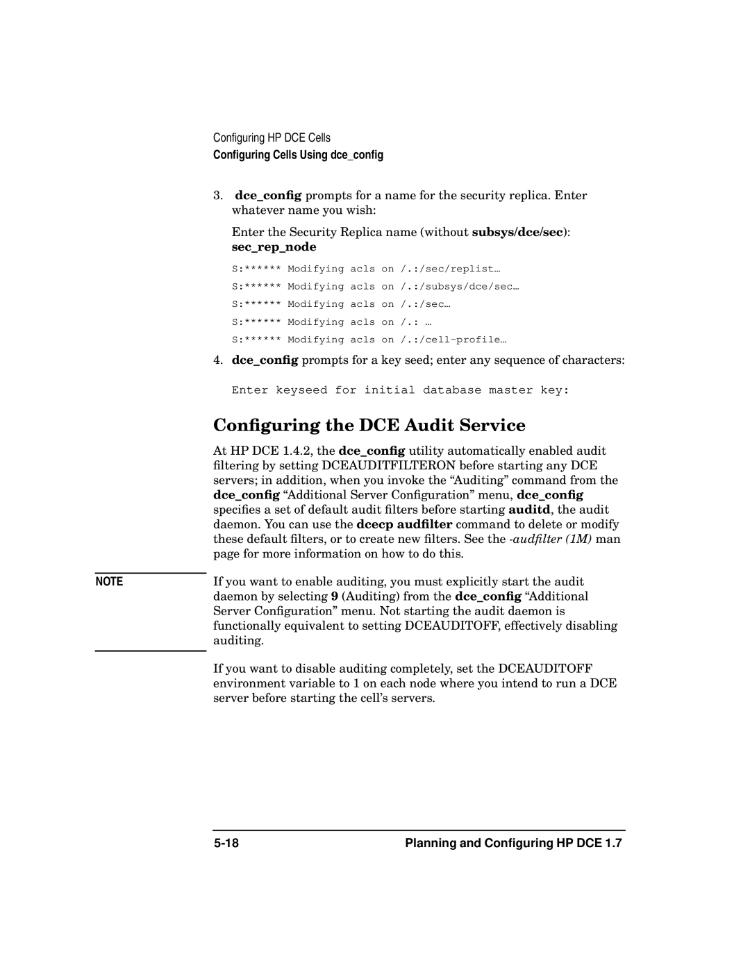 HP UX DCE Software manual Conﬁguring the DCE Audit Service 