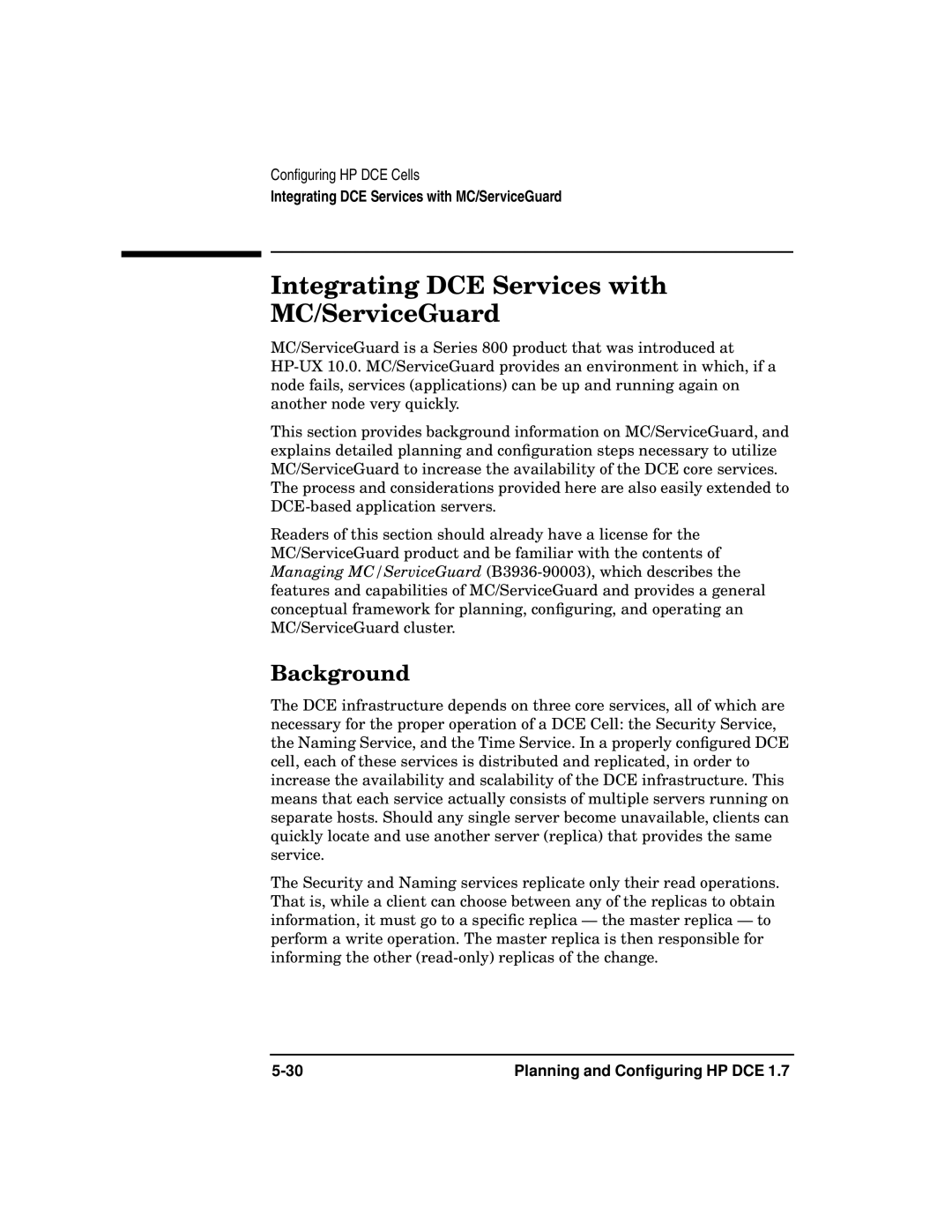 HP UX DCE Software manual Integrating DCE Services with MC/ServiceGuard, Background 