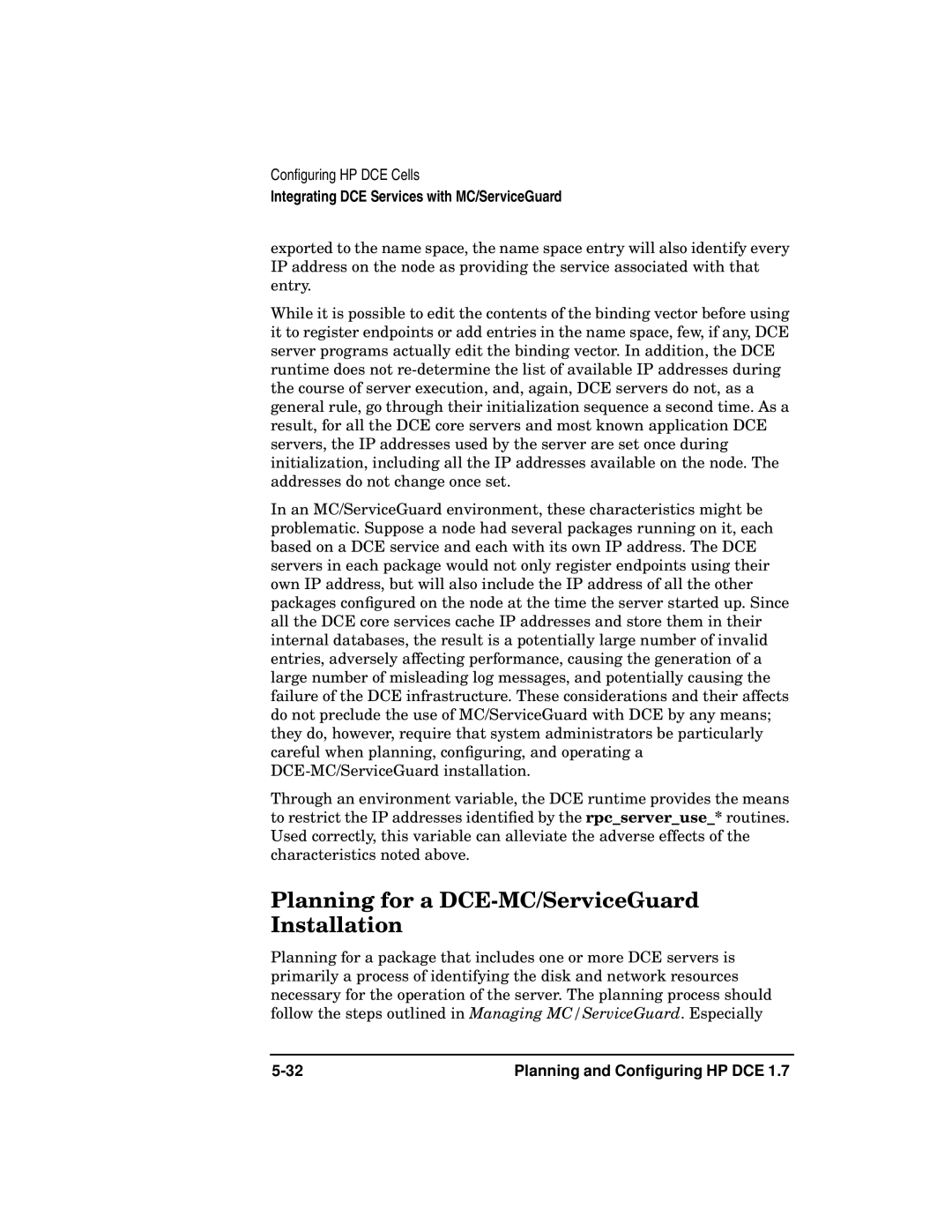 HP UX DCE Software manual Planning for a DCE-MC/ServiceGuard Installation 