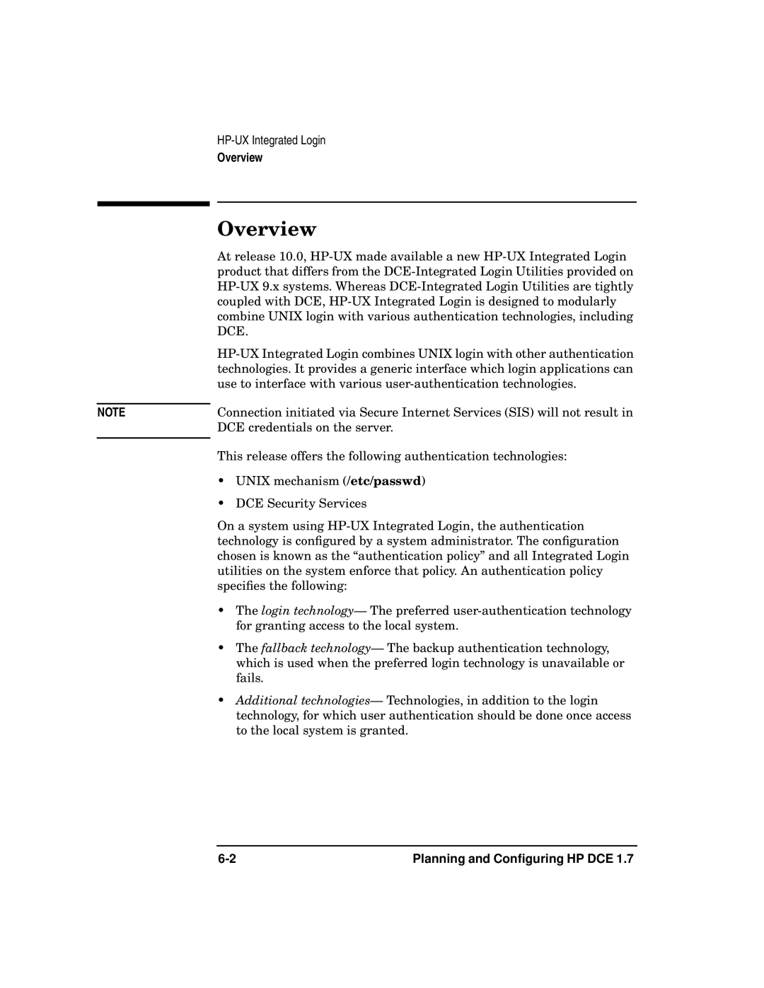 HP UX DCE Software manual HP-UX Integrated Login 