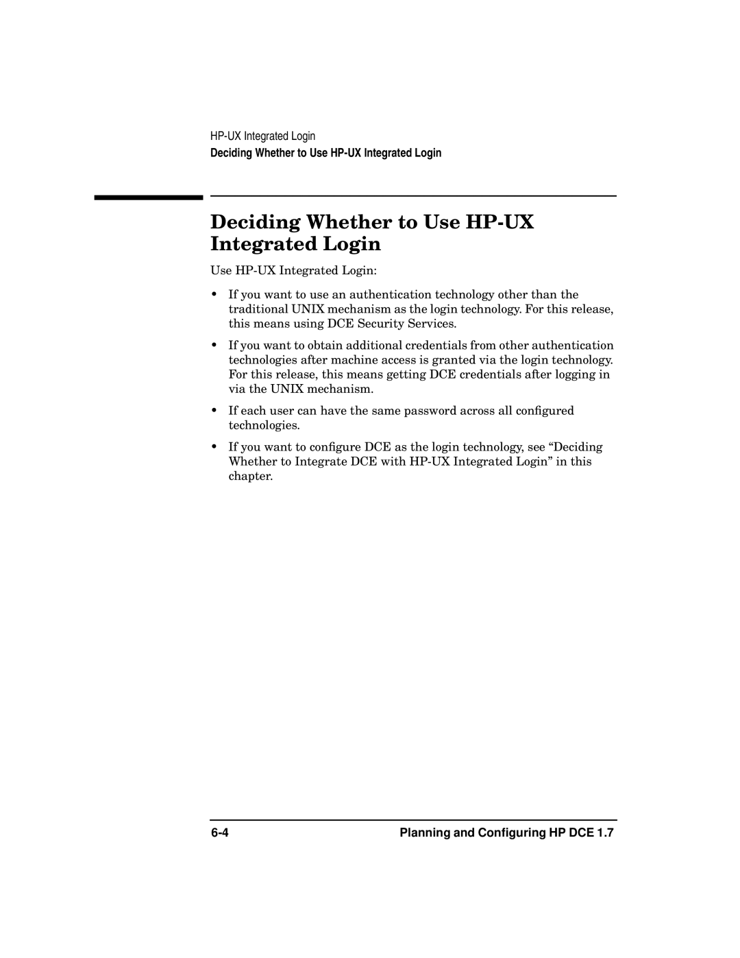 HP UX DCE Software manual Deciding Whether to Use HP-UX Integrated Login 