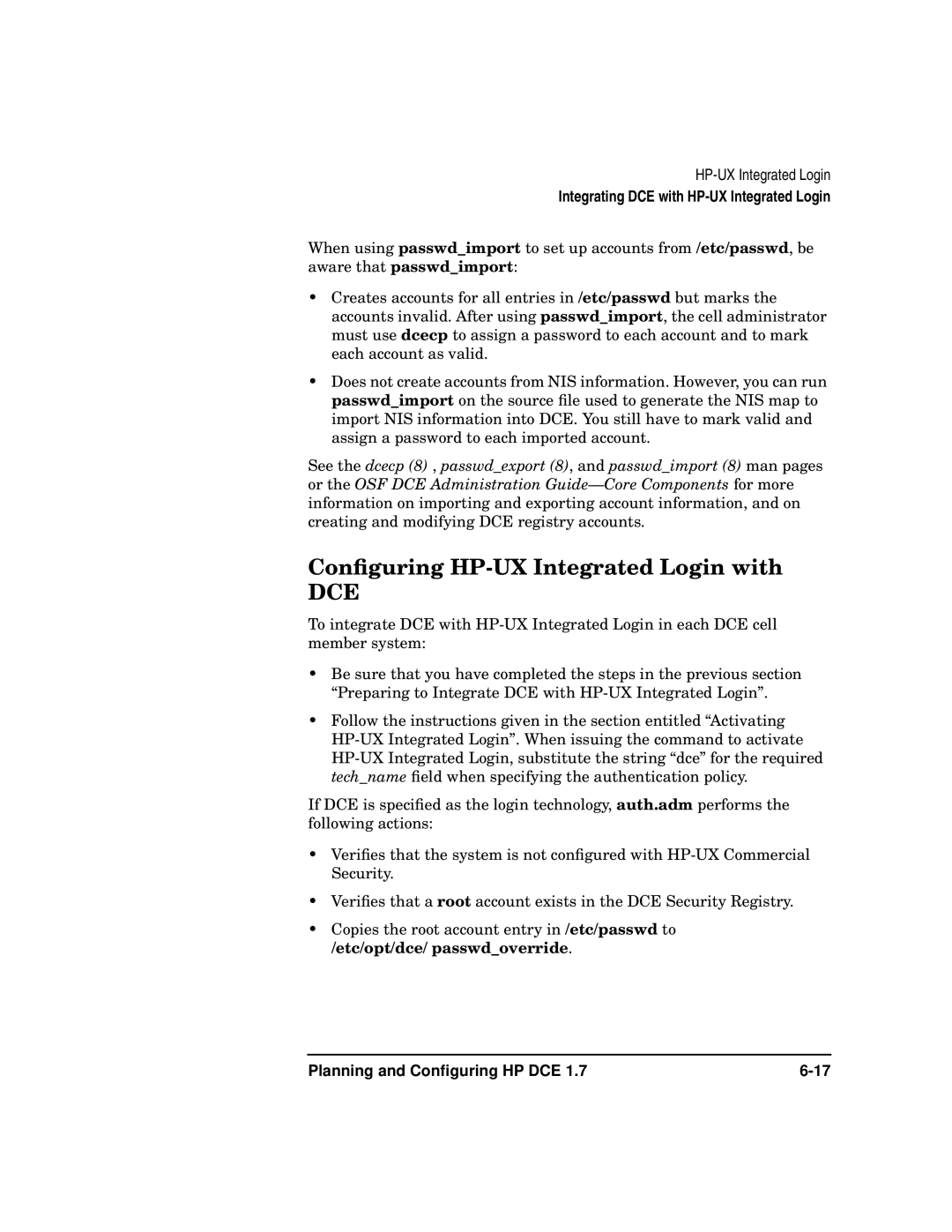 HP UX DCE Software manual Conﬁguring HP-UX Integrated Login with, Dce 