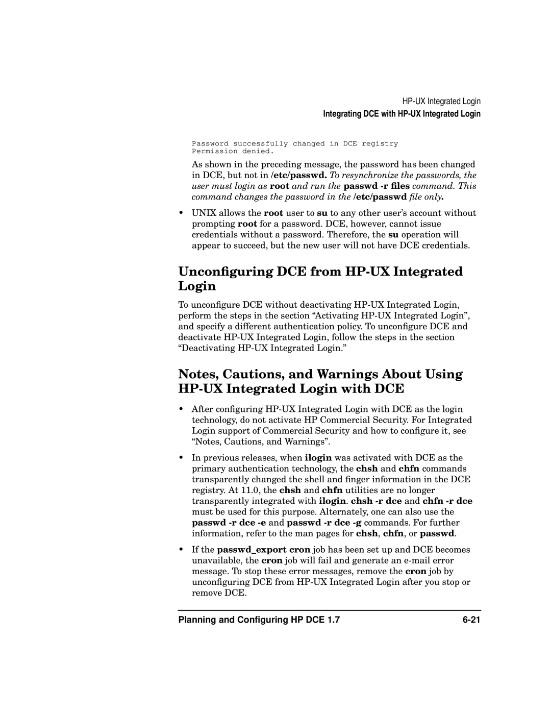 HP UX DCE Software manual Unconﬁguring DCE from HP-UX Integrated Login 