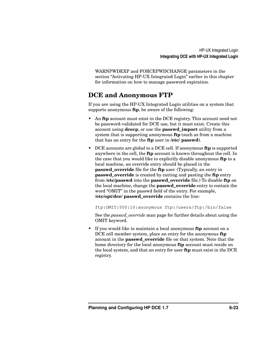 HP UX DCE Software manual DCE and Anonymous FTP 