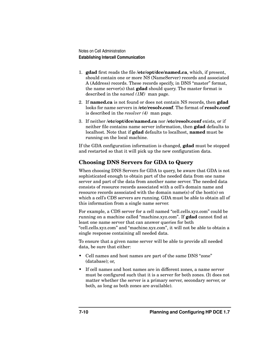 HP UX DCE Software manual Choosing DNS Servers for GDA to Query 