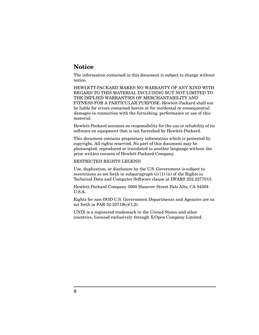 HP UX DCE Software manual Restricted Rights Legend 