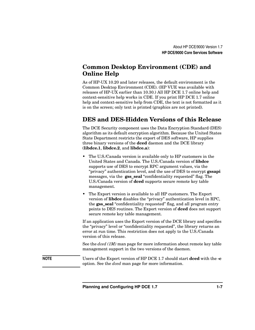 HP UX DCE Software manual Common Desktop Environment CDE Online Help, DES and DES-Hidden Versions of this Release 