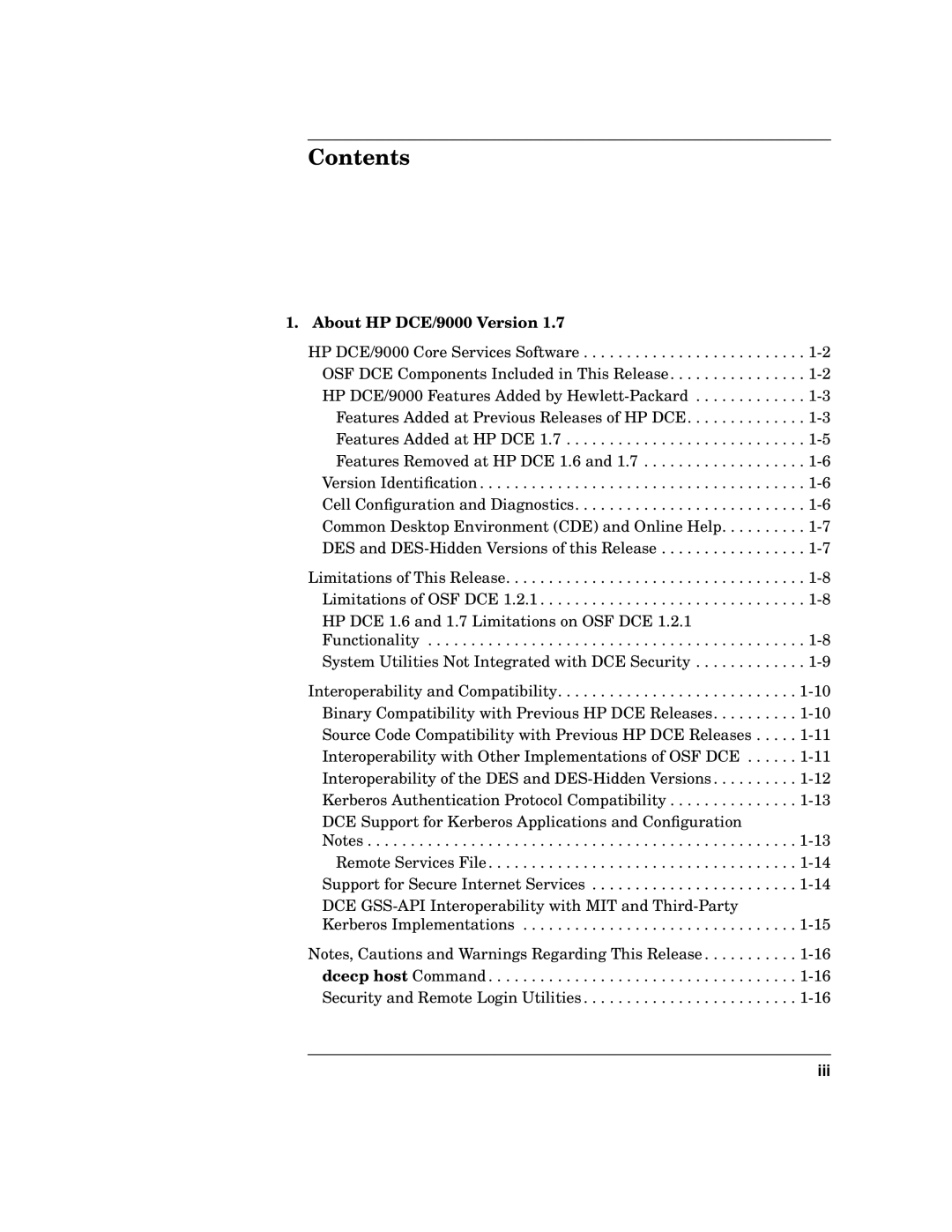 HP UX DCE Software manual Contents 