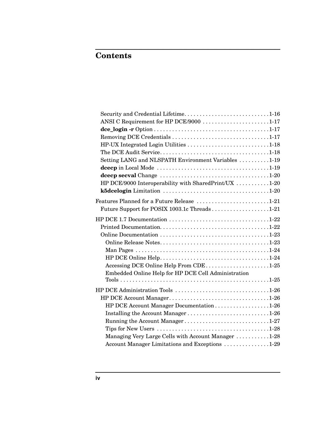 HP UX DCE Software manual Contents 