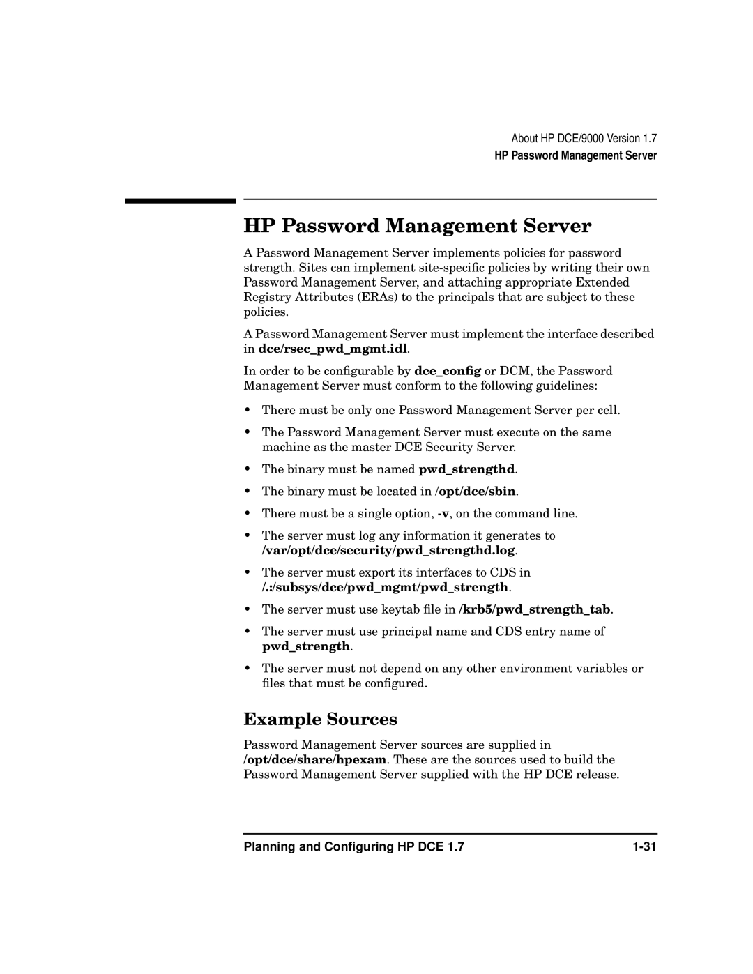 HP UX DCE Software manual HP Password Management Server, Example Sources 