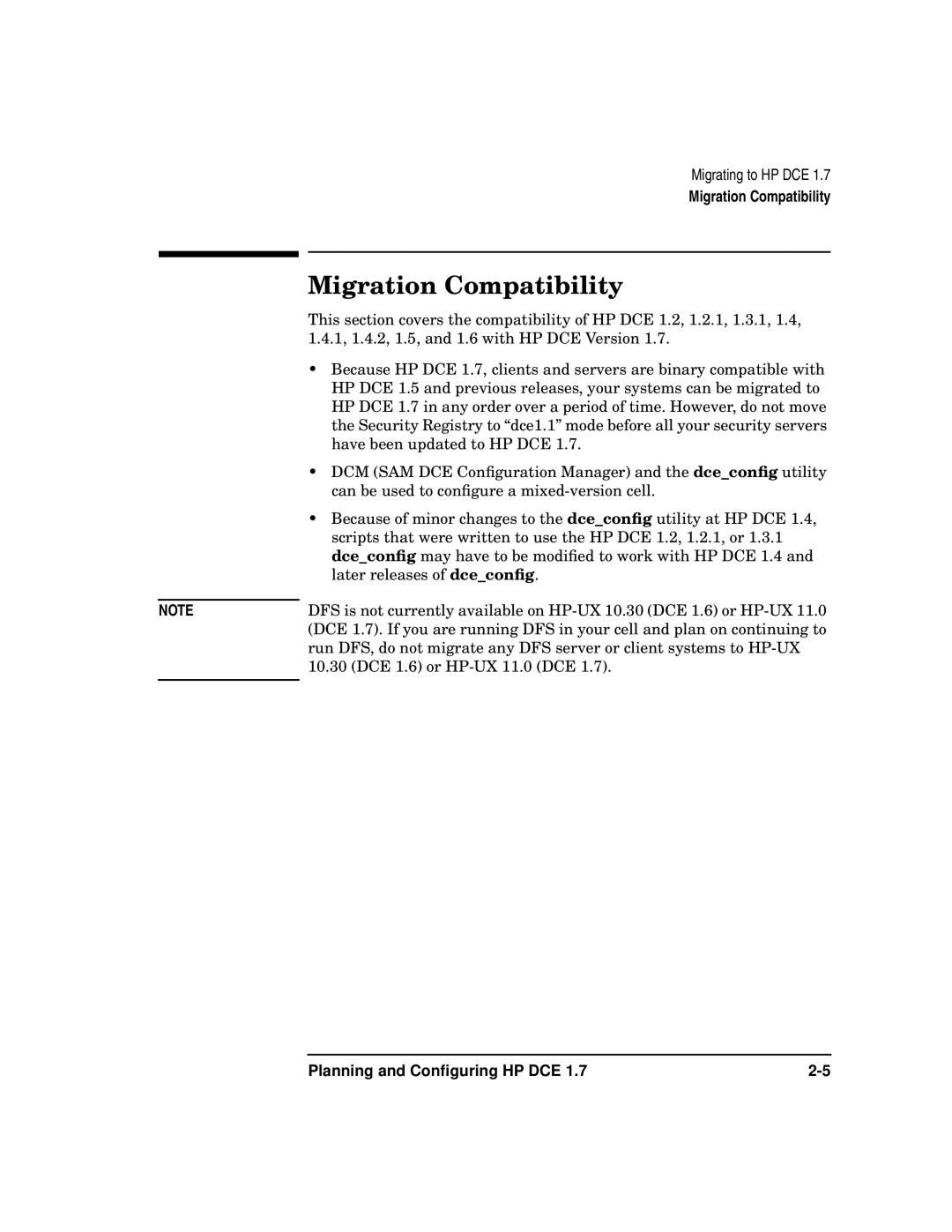 HP UX DCE Software manual Migration Compatibility 