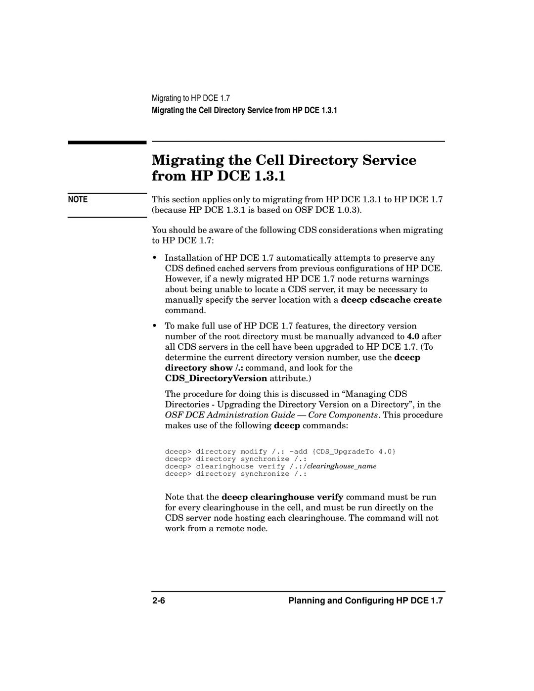 HP UX DCE Software manual Migrating the Cell Directory Service from HP DCE 