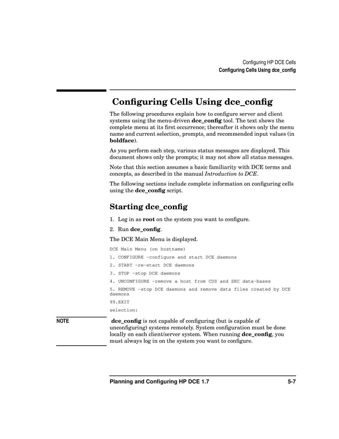 HP UX DCE Software manual Conﬁguring Cells Using dceconﬁg, Starting dceconﬁg, Run dceconﬁg 