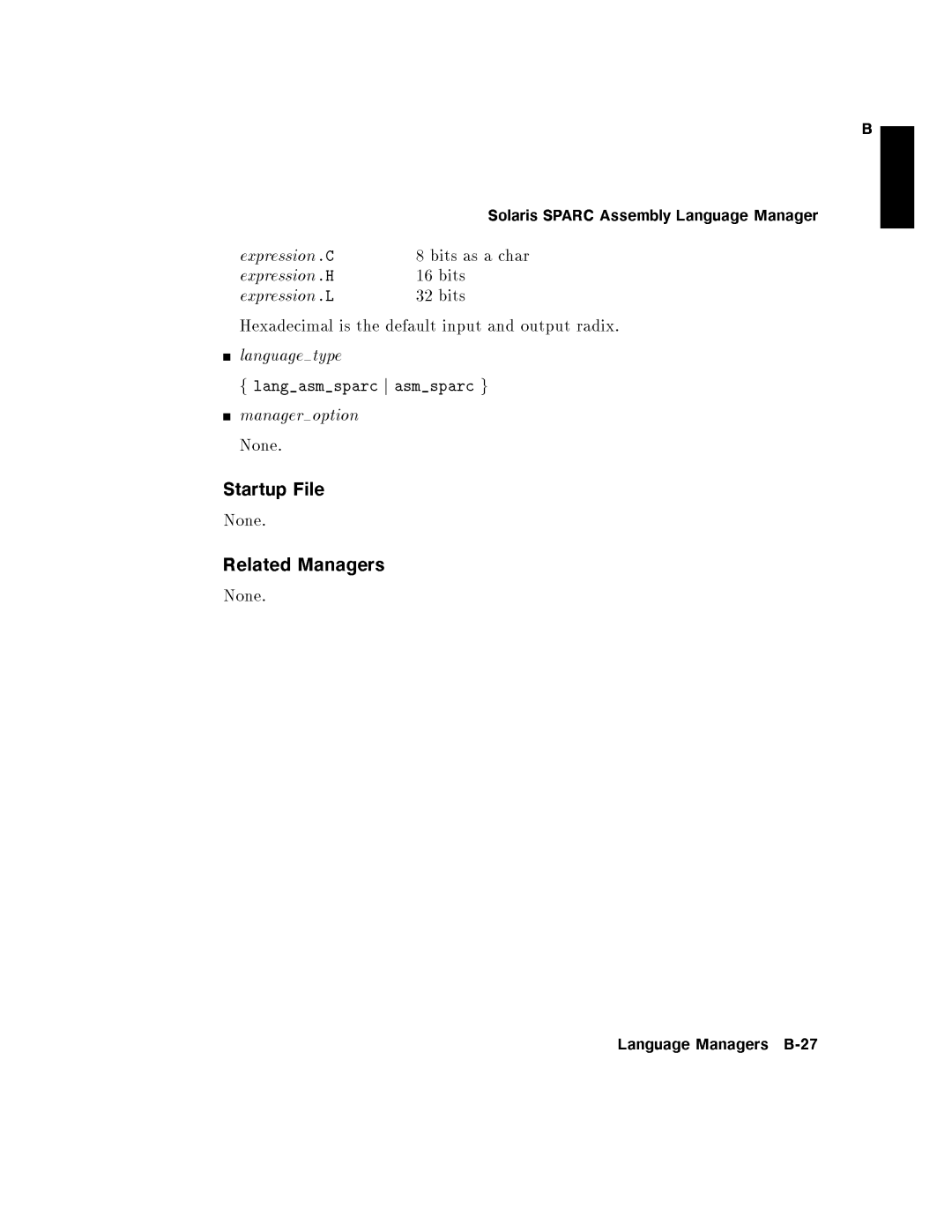 HP UX Debugging Tools manual LanguageManagersB-27 